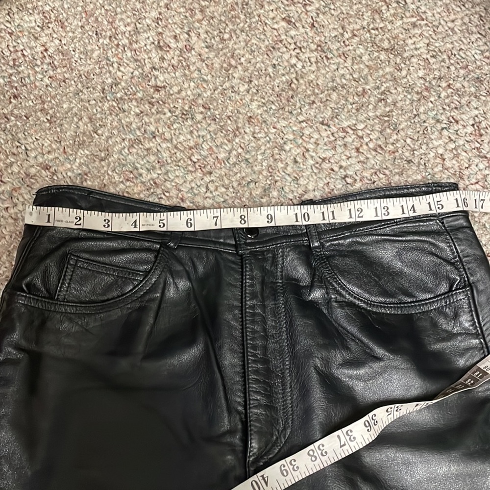 Vintage Black Leather Boot Cut Pants - Picture 3 of 9
